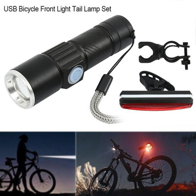

USB Bicycle Front Light Tail Lamp Set LED MTB Bike Bicycle Cycle Head Front Light Rear Tail Lamp Set