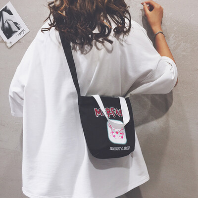 

Bag female 2019 new Japanese small fresh soft sister girl canvas bag wild Harajuku bag shoulder Messenger bag