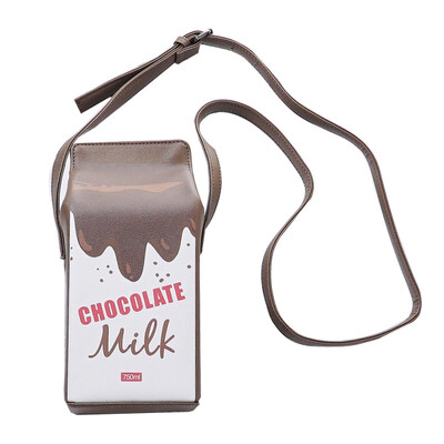 

Creative Milk Box Mini Shoulder Bag Kids Girls Cute Phone Cash Holder Pouch