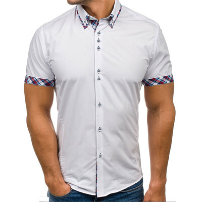 

Mens Summer Short Sleeve Shirts Casual Cotton Formal Slim Fit Shirt