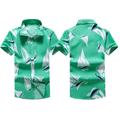 

Tailored Mens Summer New Fashion Lapel Print Short Sleeve Hawaiian Shirt Blouse