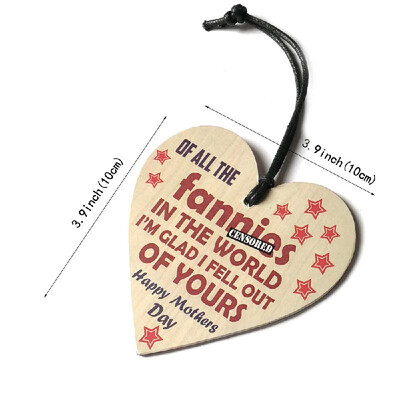 

1PCS Mothers Day Gift Handmade Crafts Wooden Heart Embellishments Tags Plaque Hanging Pendant Ornaments for Mum Home Decorations