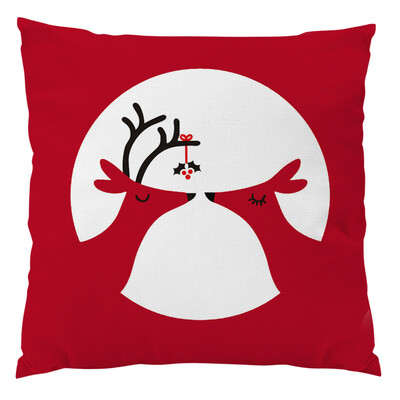 

〖Follure〗Red Vintage Christmas Linen Pillow Case Xmas Deer Cushion Cover Home Decor