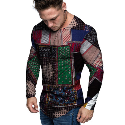 

Toponeto Mens Fashion Casual Print Round Neck Imitation Cotton And Linen Top