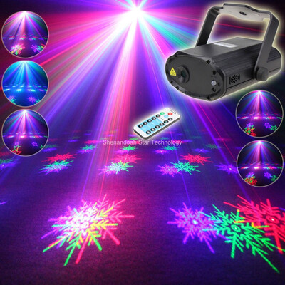

ESHINY Remote MINI RGB Laser 6 snowflake Patterns Projector DJ Dance Disco Bar Party Xmas Stage Effect Light Show T183