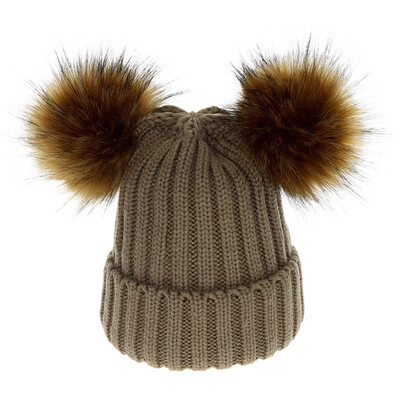 

Tailored Mother&Me Women Cap Balls Warm Detachable Copper Button Thickening Hat