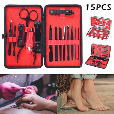 

15pcs Manicure Pedicure Set Nail Clippers Callus Remover Kit Hand Foot Care