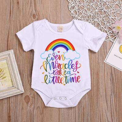 

Toddler Newborn Baby Girl Boy Rainbow Letter Printed Tops Bodysuit Romper