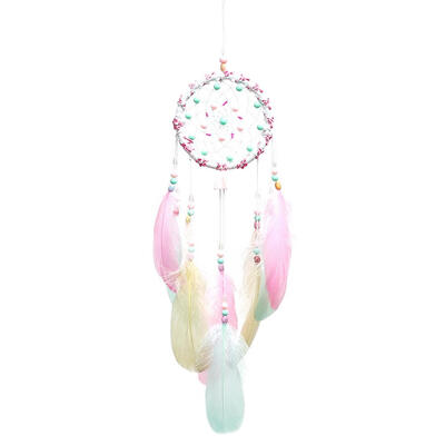 

Pink Feather Dream Catcher Net Beads Dreamcatcher Home Car Hanging Decor