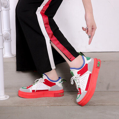 

New Mixed Colors Sneakers Women Thick Sole Platform Shoes Vintage Flat Shoes Woman Casual Dames Schoenen