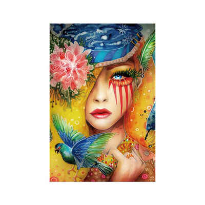 

Colorful Canvas Painting Abstract Girls In Tears Oil Drawing Framless Oil Posters Flower Bird Pictures Home Decor