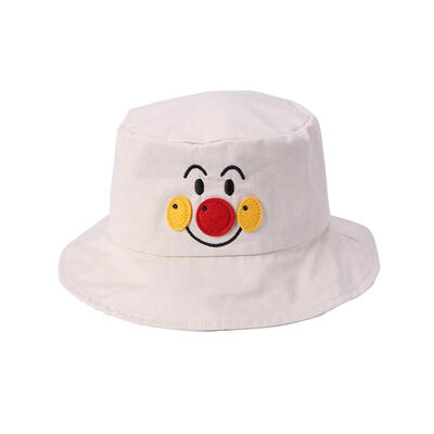 

Cotton Basin Hat Cartoon Embroidered Smile Fisherman Cap Children Sun Hat