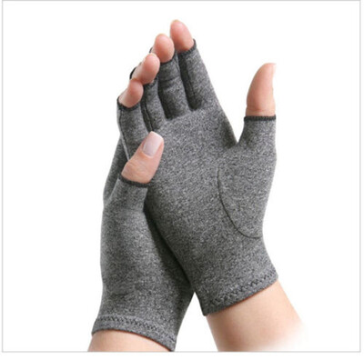 

1 Pair Womens Mens Cotton Therapy Compression Gloves Hand Arthritis Joint Pain Relief Light Grey Size SML