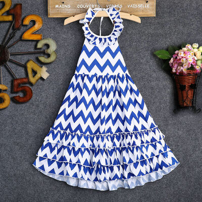 

NEW Maxi Kids Girls Long Party Dress Boho Stripe Summer Beach Sundress 3-10Y