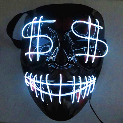 

Halloween Scary Mask Cosplay LED Costume Frightening Glowing EL Wire Light Up Mask For Festival Party Drop ship