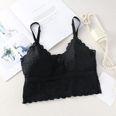 

Lace Short Beauty Back Strap Sexy Bottoming Vest Embroidery Floral Solid Color Camisole