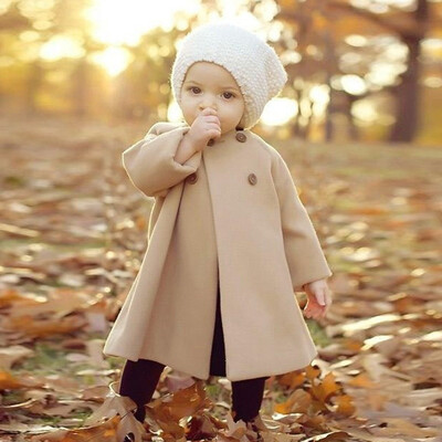 

Autumn Winter Girls Kids Baby Outwear Cloak Button Jacket Warm Coat Clothes