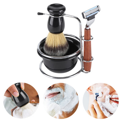 

Greensen 4Pcs Shaving Kit Manual Razor Stainess Steel Stand Holder Brush Bowl Set Shaving Kit Shaving Bowl Set