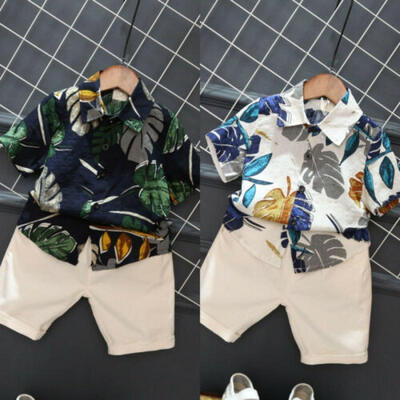 

AU Summer Toddler Kids Baby Boy Clothes Outfits Tropical Shirt Tops Short Pants