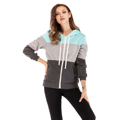 

Roseonmyhand Women Long Sleeve Autumn Winter Patchwork Zipper Hoodies Top Blouse Tracksuits