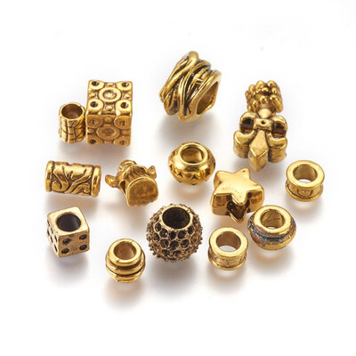 

Tibetan Style European Beads Large Hole Beads Mixed Shapes Mixed Style Antique Golden 613x814x612mm Hole 49mm