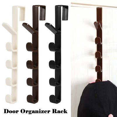 

2018 Hot Sale Vertical Over the Door Organizer Rack Coats Caps Holder with 5 Hooks