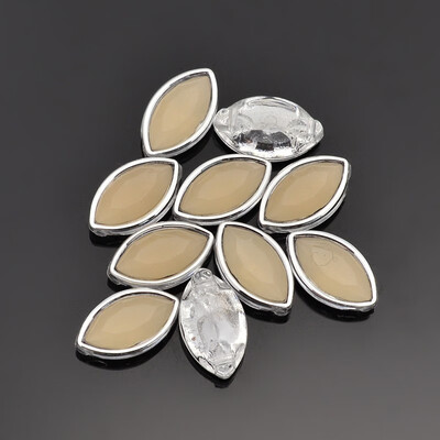 

Sew on Taiwan Acrylic Silver Plated Garment Accessories Horse Eye NavajoWhite 12x7x5mm Hole 05mm