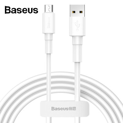 

Baseus 24A 3A 1m Mini White USB Cable For iP Type-C Micro
