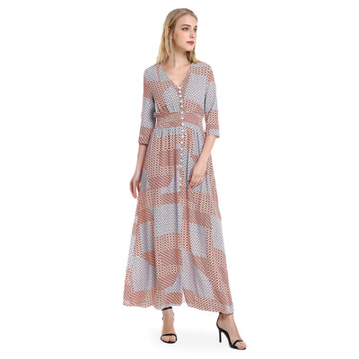

Half Sleeve Floral Print V Neck Dress