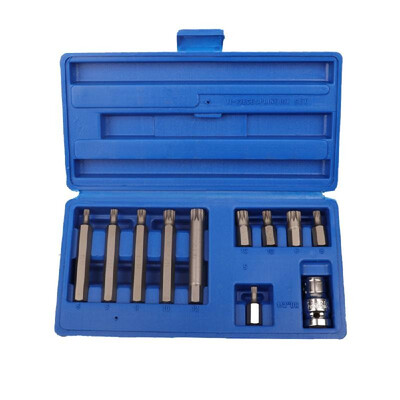

11Pcs Wear Resistance  Type 12 Point Spline Bit Set Multi-Functional Chrome-Vanadium Steel Anti-Impact Screwdriver Bits Set