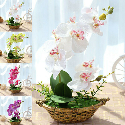 

Artificial Bonsai Double Heads With Pot Fake Flower Home Garden Decoration