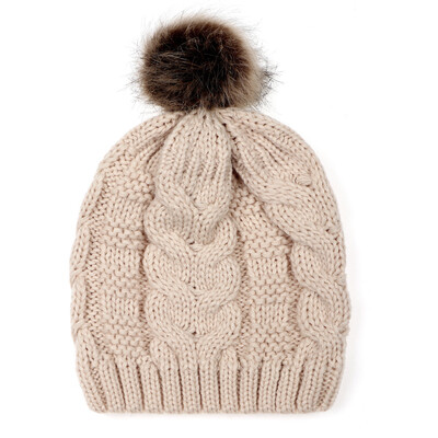 

Tailored Adult Women Keep Warm Winter Fur Ball Knitted Wool Beanie Hemming Hat Cap