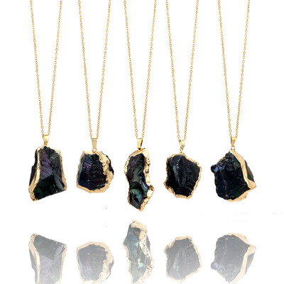 

Natural Stone Winding Crystal Pendant Transparent BLACK Chain Necklace STYLE IS RANDOM