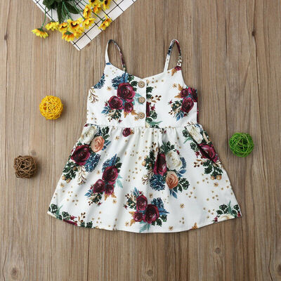 

SUNSIOM Infant Baby Girl Floral Sling Dress Cotton Sundress Sleeveless Summer Clothes
