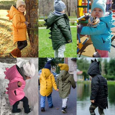 

US Toddler Kid Baby Girl Boy Hoodies Outwear Coat 3D Dinosaur Winter Warm Jacket