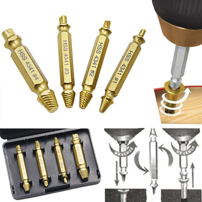 

〖Follure〗4PCS Two Sides Damaged Screw Extractor 4341 Alloy Steel Out Remover Bolt Stud