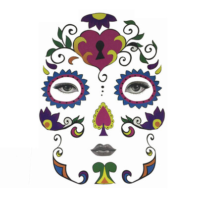 

〖Follure〗Halloween Temporary Face Art Waterproof Mask Sugar Skull Tattoo Beauty Sticker