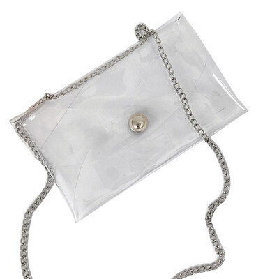 

Women Transparent PVC Envelope Shape Flap Chain Strap Crossbody Shoulder Bag