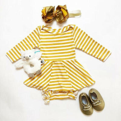 

Newborn Baby Girl Stripe Romper Bodysuit Jumpsuit Skirt Dress Clothes Outfits