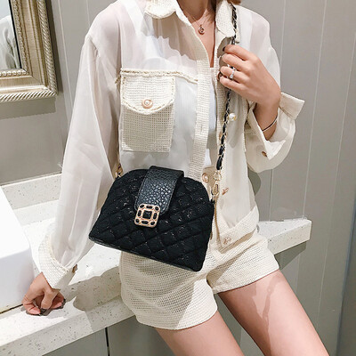 

Fairy small bag lace rhombic chain shell bag 2019 autumn new wild chain shoulder slung handbag