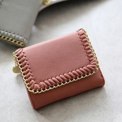 

Simple Square Lady Wallet Short Paragraph Braided Lichee Pattern Small Wallet Mini Card Holder Purse