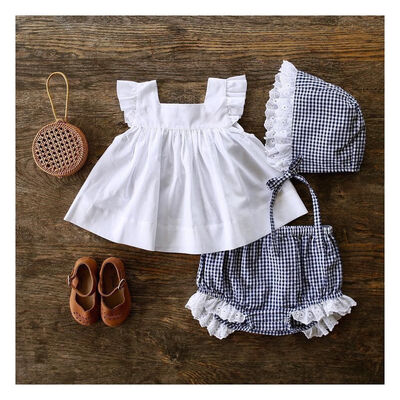 

Newborn Baby Girls Clothes Summer Ruffle Shirt Dress TopsShorts PP Pants Set