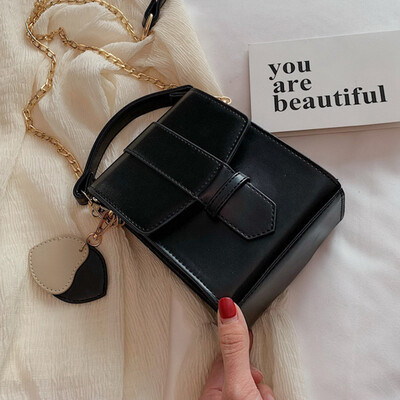 

2019 new Korean version of vertical small square bag female diagonal simple Joker belt bag female student bag
