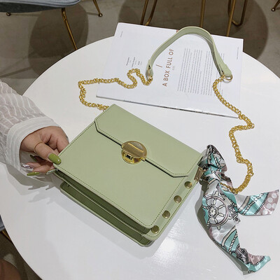 

Mori simple small bag new 2019 shoulder slung womens bag summer Korean version of Joker scarves chain small bag