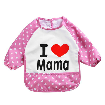 

Lovely Infant Waterproof Bib Apron Cute Apron Clothing Lunch Practical Baby I Love MamaPapa Print Bib