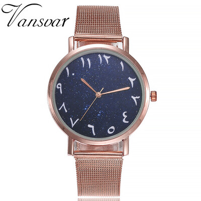 

Vansvar Brand Women Watches Casual Quartz Stainless Steel Band Newv Strap Watch Analog Wrist Watch erkek kol saati 533