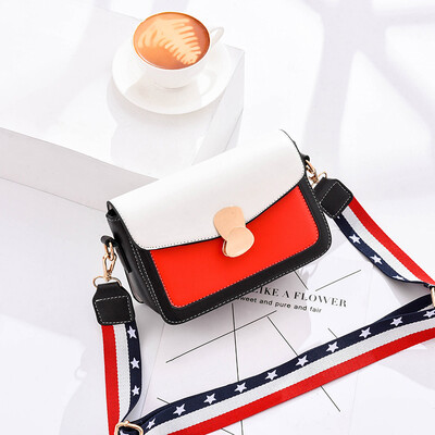 

New fashionable one-shoulder one-shoulder one-sided inclined bag wide shoulder strap tide envelope&small square bag for l