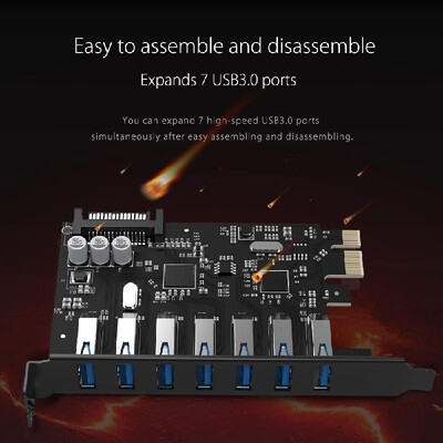 

ORICO PVU3-7U-V1 7 Port USB30 PCI-E Expansion Card with Dual Chip Adapter Card Express Card for Windows Vista PC