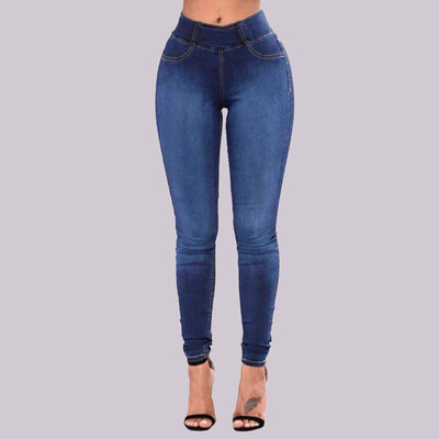 

Tailored Women Slim Solid Pockets Long Jeans Denim Sexy Skinny Pants Daily Trousers