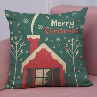

Gobestart New Christmas Cotton Linen Pillow Case Sofa Cushion Cover Home Decor